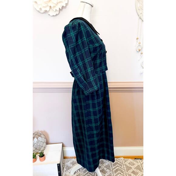 Miss Dorby Petites Black Watch Plaid Collared Dress VINTAGE - Picture 4 of 6